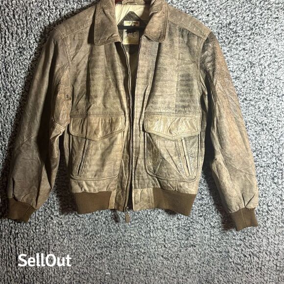 Saddlebred Men's Vintage Leather Bomber Jacket Brown Size 40 rusty - Picture 1 of 8